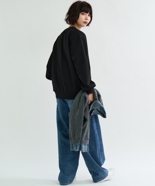 A.D.C.L.（エーディーシーエル）の「ダンボールニット オーバーサイズ 無地 プルオーバー（スウェット・レディース・杢グレー/ブラック/オートミール・M/L）」の8枚目の写真