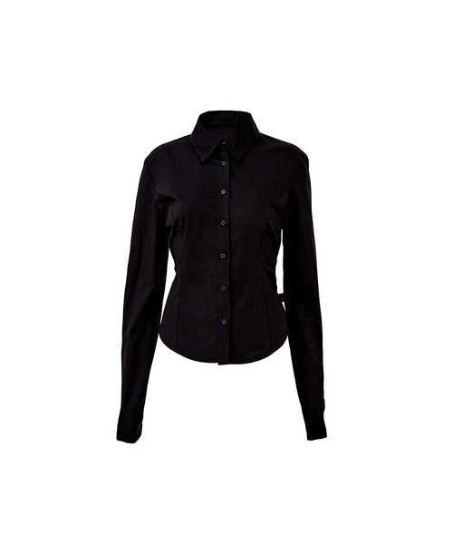 A.R.U(エイアールユー)の「SLEEK TIE SHIRT(シャツ/ブラウス・レディース・ブラック/イエロー/アイボリー・MEDIUM/SMALL)」の2枚目の写真