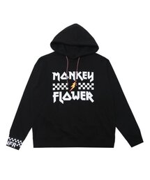 Monkey Flower（モンキーフラワー）の「共用ヘリテージ変形ロゴ裏起毛フードパーカー/MW2WHD08U BLACK（パーカー）」