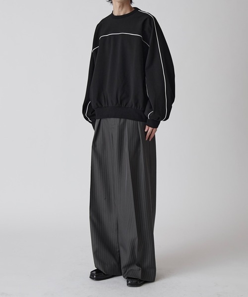 Lui's（ルイス）の「【Neucon】PIPING BALLOON PONTE SWEAT / パイピングバルーンポンチスウェットプルオーバー（スウェット・メンズ・ブラック/ライトグレー・1/2）」の18枚目の写真