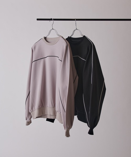 Lui's（ルイス）の「【Neucon】PIPING BALLOON PONTE SWEAT / パイピングバルーンポンチスウェットプルオーバー（スウェット・メンズ・ブラック/ライトグレー・1/2）」の16枚目の写真