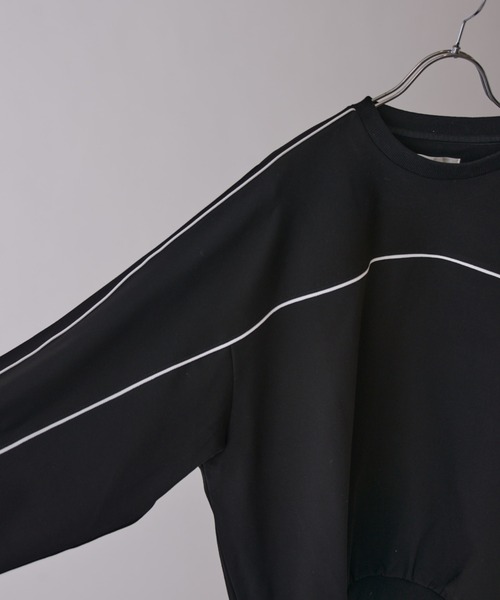 Lui's（ルイス）の「【Neucon】PIPING BALLOON PONTE SWEAT / パイピングバルーンポンチスウェットプルオーバー（スウェット・メンズ・ブラック/ライトグレー・1/2）」の19枚目の写真