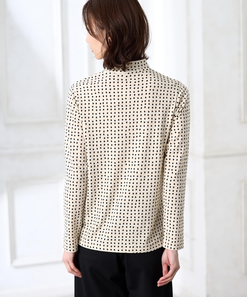 A/C DESIGN BY ALPHA CUBIC(エーシーデザインバイアルファキュービック)の「【裏起毛】配色ドットハイネックプルオーバー(Tシャツ/カットソー・レディース・ブラック/ベージュ/ネイビー・M/L/LL)」の6枚目の写真