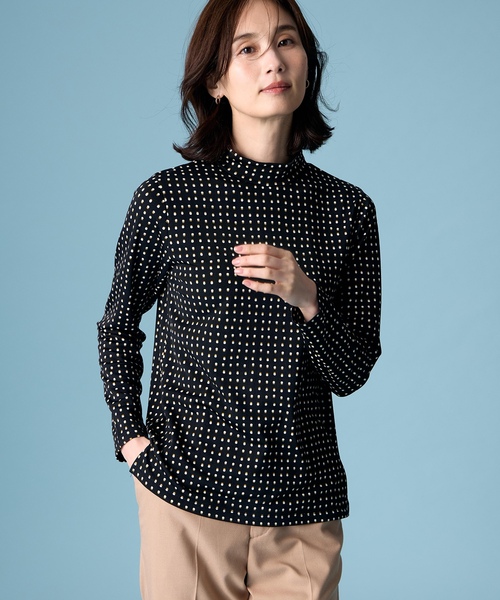 A/C DESIGN BY ALPHA CUBIC(エーシーデザインバイアルファキュービック)の「【裏起毛】配色ドットハイネックプルオーバー(Tシャツ/カットソー・レディース・ブラック/ベージュ/ネイビー・M/L/LL)」の7枚目の写真