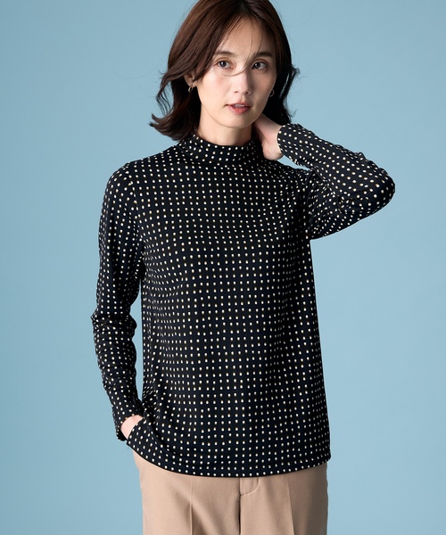 A/C DESIGN BY ALPHA CUBIC(エーシーデザインバイアルファキュービック)の「【裏起毛】配色ドットハイネックプルオーバー(Tシャツ/カットソー・レディース・ブラック/ベージュ/ネイビー・M/L/LL)」の8枚目の写真