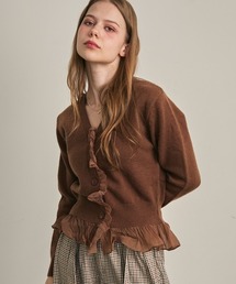 Clum（クルム）の「レースフリルシアーレイヤードニットカーディガン（カーディガン/ボレロ）」