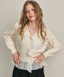 Clum（クルム）の「レースフリルシアーレイヤードニットカーディガン（カーディガン/ボレロ）」