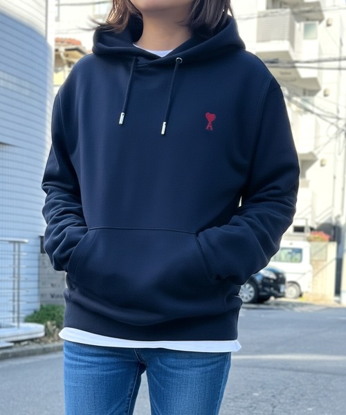 AMI Alexandre Mattiussi(アミアレクサンドルマテュッシ)の「【AMI PARIS】アミ パリス Ami de Coeur クール ボクシーフィット パーカー(パーカー・レディース・グレー/ブラック/ネイビー・S/M/L)」の10枚目の写真
