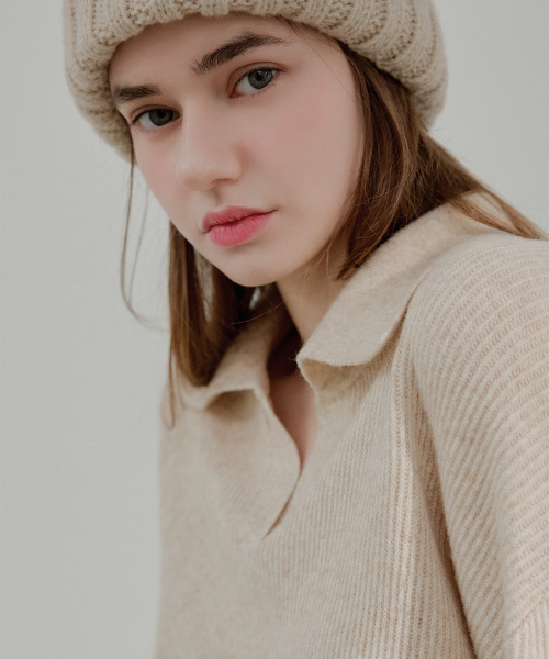SLOWLOLLI（スローローリ）の「Rib collar knit_4 Colors（ニット/セーター・レディース・チャコールグレー/Beige/ライトグレー/アイボリー・FREE）」の6枚目の写真
