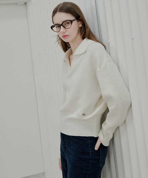 SLOWLOLLI（スローローリ）の「Rib collar knit_4 Colors（ニット/セーター・レディース・チャコールグレー/Beige/ライトグレー/アイボリー・FREE）」の9枚目の写真