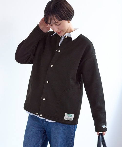 DISCUS ATHLETIC（ディスカス　アスレチック）の「【DISCUS ATHLETIC/ディスカスアスレチック】裏シャギーボンディングノーカラージャケット（カーディガン/ボレロ・レディース・ブラック/グレー/グレー系その他・FREE）」の7枚目の写真