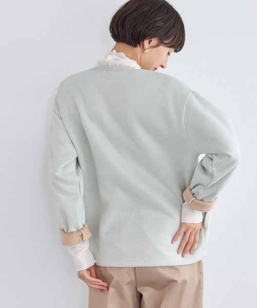 DISCUS ATHLETIC（ディスカス　アスレチック）の「【DISCUS ATHLETIC/ディスカスアスレチック】裏シャギーボンディングノーカラージャケット（カーディガン/ボレロ・レディース・ブラック/グレー/グレー系その他・FREE）」の14枚目の写真