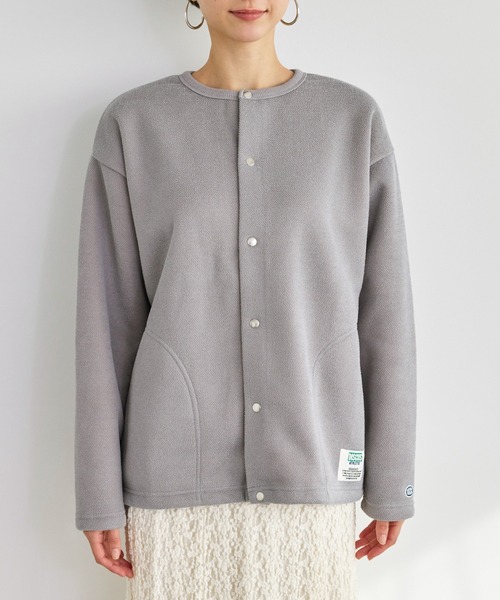 DISCUS ATHLETIC（ディスカス　アスレチック）の「【DISCUS ATHLETIC/ディスカスアスレチック】裏シャギーボンディングノーカラージャケット（カーディガン/ボレロ・レディース・ブラック/グレー/グレー系その他・FREE）」の13枚目の写真