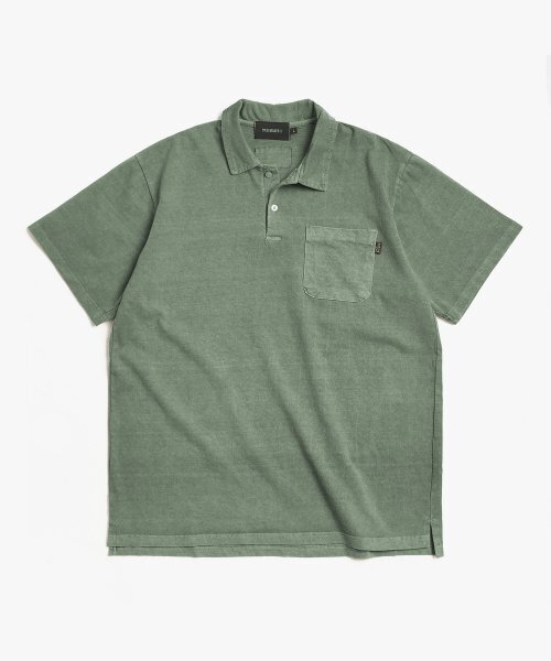 Футболка PIGMENT POCKET PK (OLIVE) — оливковая пигментная футболка с карманом