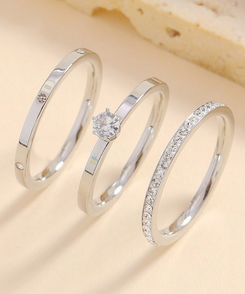 blackdia ocean（ブラックダイヤオーシャン）の「blackdia ocean ナローリング 3点セット（リング・レディース・シルバー/ゴールド・14号/12号/9号/16号）」の2枚目の写真