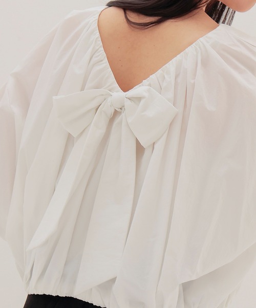 TSURU by Mariko Oikawa（ツルバイマリコオイカワ）の「TSURU by Mariko Oikawa / Mou(バックリボンコットンブラウス BL-1264700)（シャツ/ブラウス・レディース・ホワイト・38）」の9枚目の写真