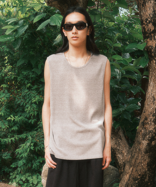 Big Unionの「ルーズフィットリブスリーブレス(グレー)(Tシャツ/カットソー・メンズ・その他・M/L)」の1枚目の写真