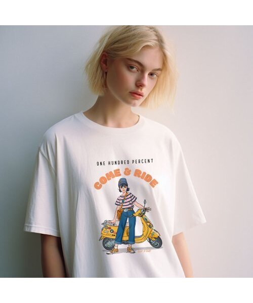 ONEHUNDREDPERCENT FOR WOMAN(ワンハンドレッドパーセントフォーウーマン)の「OHP x GOODD ライディングしたいセミオーバー半袖Tシャツ(Tシャツ/カットソー・レディース・その他・M/S/XL/2XL/L)」の2枚目の写真