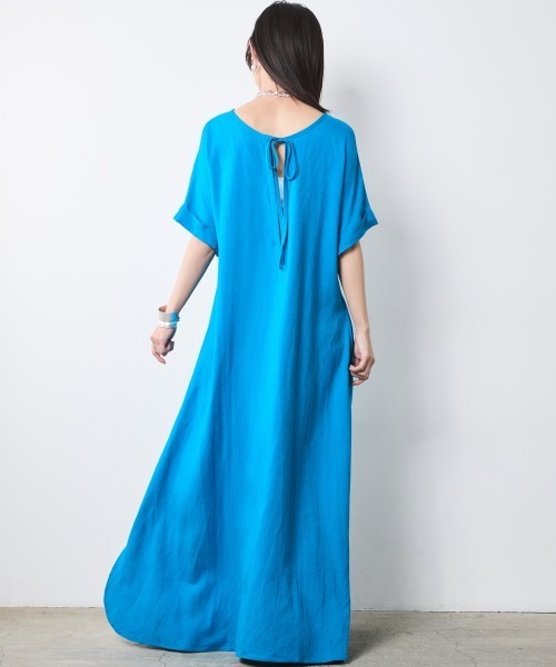 CHIC STYLE（シックスタイル）の「レーヨン麻2WAYフレンチスリーブマキシワンピース＜大きいサイズ有＞シックスタイル（ワンピース・レディース・ブラック/ブラウン/ブルー・M/4L/3L/LL/L）」の19枚目の写真