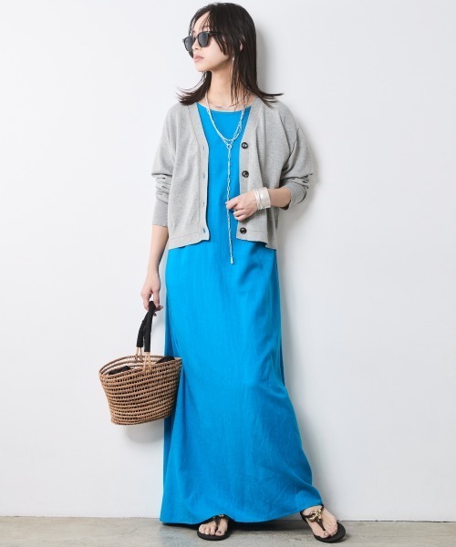 CHIC STYLE（シックスタイル）の「レーヨン麻2WAYフレンチスリーブマキシワンピース＜大きいサイズ有＞シックスタイル（ワンピース・レディース・ブラック/ブラウン/ブルー・M/4L/3L/LL/L）」の20枚目の写真