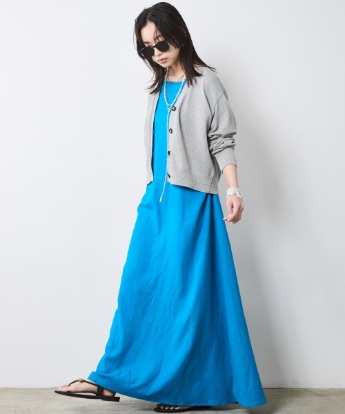 CHIC STYLE（シックスタイル）の「レーヨン麻2WAYフレンチスリーブマキシワンピース＜大きいサイズ有＞シックスタイル（ワンピース・レディース・ブラック/ブラウン/ブルー・M/4L/3L/LL/L）」の21枚目の写真