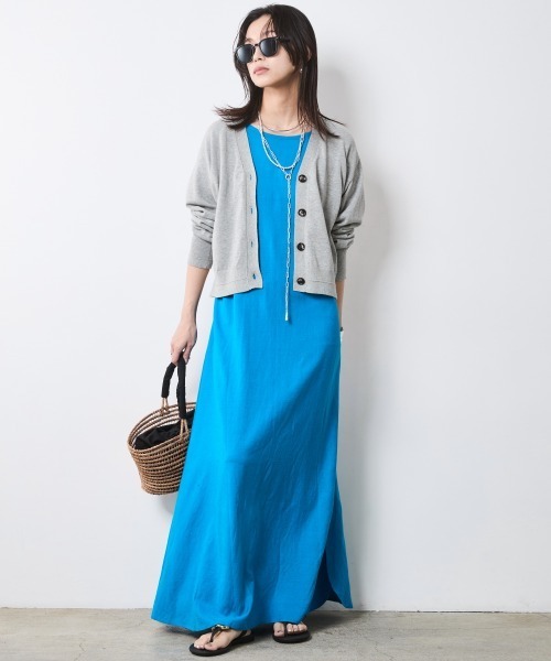 CHIC STYLE（シックスタイル）の「レーヨン麻2WAYフレンチスリーブマキシワンピース＜大きいサイズ有＞シックスタイル（ワンピース・レディース・ブラック/ブラウン/ブルー・M/4L/3L/LL/L）」の22枚目の写真