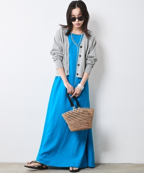 CHIC STYLE（シックスタイル）の「レーヨン麻2WAYフレンチスリーブマキシワンピース＜大きいサイズ有＞シックスタイル（ワンピース・レディース・ブラック/ブラウン/ブルー・M/4L/3L/LL/L/5L）」の18枚目の写真