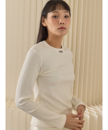 Fine Rib Long Sleeve Top_Ivory