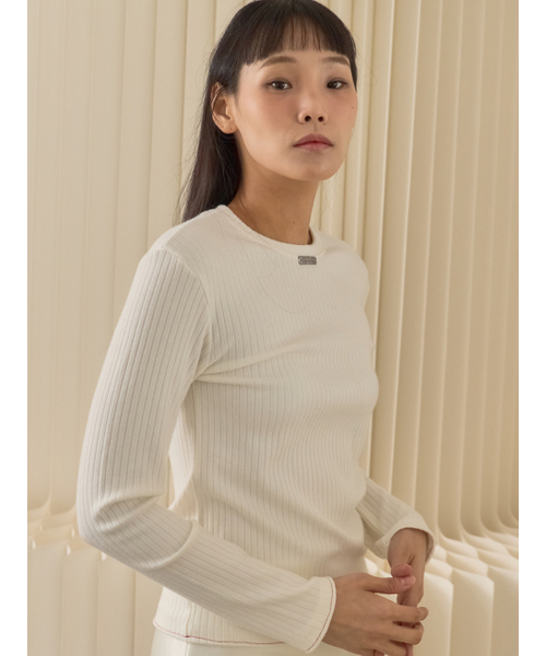 Sorry,Too Much Love(ソーリートゥーマッチラブ)の「Fine Rib Long Sleeve Top_Ivory(Tシャツ/カットソー・レディース・その他・FREE)」の1枚目の写真