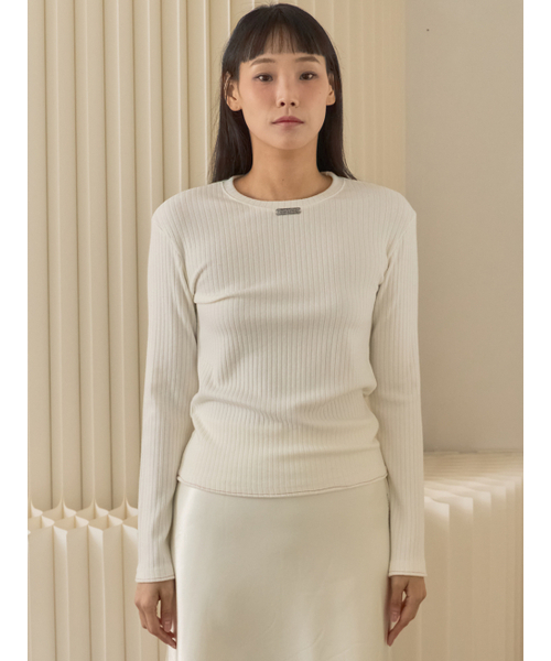 Sorry,Too Much Love(ソーリートゥーマッチラブ)の「Fine Rib Long Sleeve Top_Ivory(Tシャツ/カットソー・レディース・その他・FREE)」の2枚目の写真