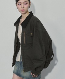 ENVYM | バイカラーウォッシュミリタリージャケット(ミリタリージャケット)