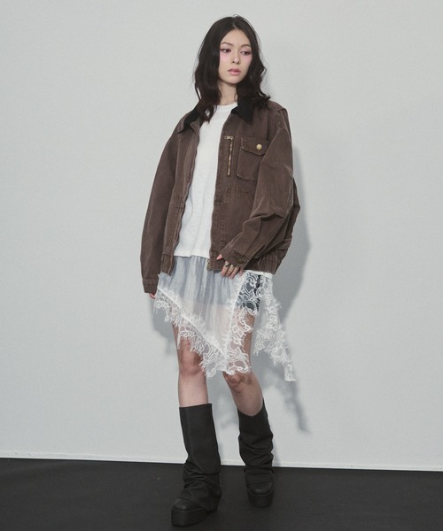 ENVYM（アンビー）の「バイカラーウォッシュミリタリージャケット（ミリタリージャケット・レディース・カーキ/ブラウン・FREE）」の5枚目の写真