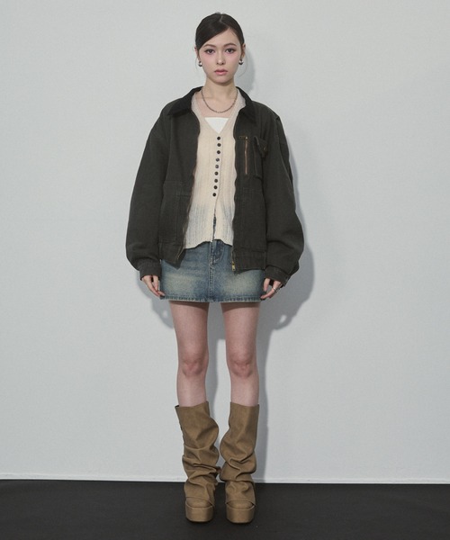 ENVYM（アンビー）の「バイカラーウォッシュミリタリージャケット（ミリタリージャケット・レディース・カーキ/ブラウン・FREE）」の20枚目の写真