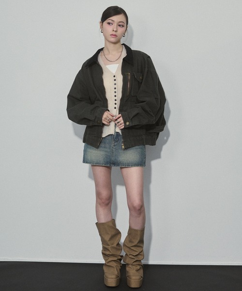 ENVYM（アンビー）の「バイカラーウォッシュミリタリージャケット（ミリタリージャケット・レディース・カーキ/ブラウン・FREE）」の19枚目の写真