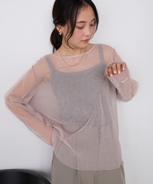 forksy.（フォルクシー）の「【forksy.】<エブリデイシリーズ>2WAY ニュアンス メロー ラメ シアートップス（Tシャツ/カットソー）」