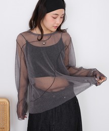 【forksy.】<エブリデイシリーズ>2WAY ニュアンス メロー ラメ シアートップス