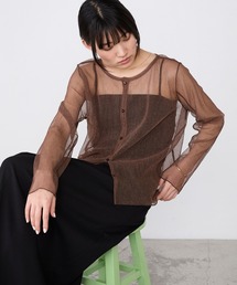 forksy.（フォルクシー）の「【forksy.】<エブリデイシリーズ>2WAY ニュアンス メロー ラメ シアートップス（Tシャツ/カットソー）」