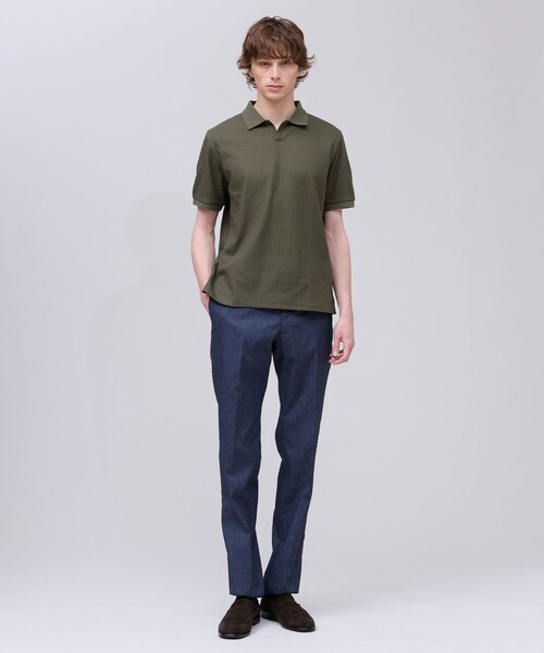 J.PRESS(ジェイプレス)の「クールビズ対応【接触冷感 / 吸水速乾】【J.PRESS PREMIUM JERSEY】スキッパー ポロシャツ(ポロシャツ・メンズ・ネイビー系/カーキ系/ブラウン系/ホワイト系/グレー系・X-LARGE/LARGE/MEDIUM/SMALL)」の8枚目の写真