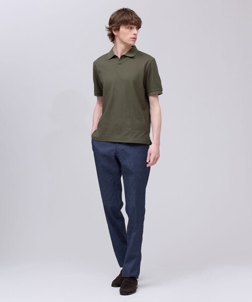 J.PRESS(ジェイプレス)の「クールビズ対応【接触冷感 / 吸水速乾】【J.PRESS PREMIUM JERSEY】スキッパー ポロシャツ(ポロシャツ・メンズ・ネイビー系/カーキ系/ブラウン系/ホワイト系/グレー系・X-LARGE/LARGE/MEDIUM/SMALL)」の9枚目の写真
