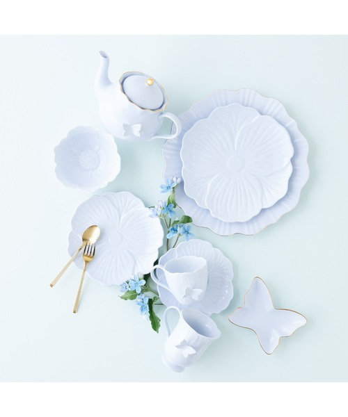 ペタルフリル バタフライプレート ブルー 食器 蝶 皿（食器