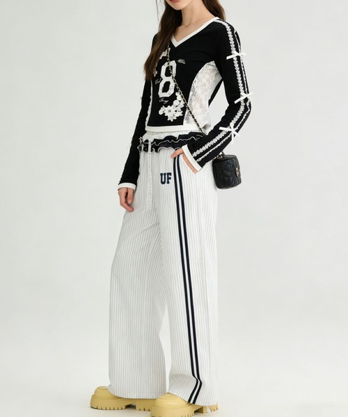HOOK(フック)の「レース×リボン Vネックナンバートップス(Tシャツ/カットソー・レディース・ブラック/ホワイト・M/S)」の22枚目の写真