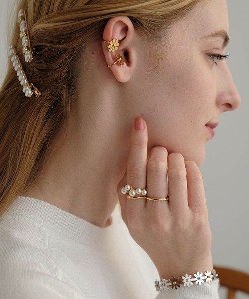 ZAKKA-BOX（ザッカボックス）の「フローラルピアス＆イヤーカフ（ピアス（両耳用）・レディース・ゴールド系/ゴールド系2/ゴールド系1・FREE）」の16枚目の写真