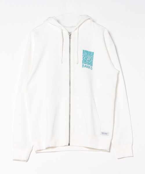 BANKS（バンクス）の「HOODIE/BANKS JOURNAL/バンクスジャーナル バッグプリント ロゴプリント ジップパーカー（パーカー・メンズ・ブラック/ブラウン/ホワイト・MEDIUM/LARGE）」の2枚目の写真