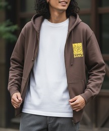 HOODIE/BANKS JOURNAL/バンクスジャーナル バッグプリント ロゴプリント ジップパーカー