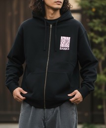 HOODIE/BANKS JOURNAL/バンクスジャーナル バッグプリント ロゴプリント ジップパーカー