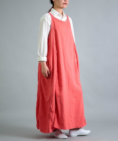 OMNIGOD（オムニゴッド）の「[OMNIGOD womens / オムニゴッド] ツイル スリーブレスドレス（ジャンパースカート・レディース・ホワイト/ピンク・FREE）」の5枚目の写真