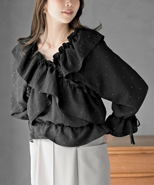 rps（アールピーエス）の「ホットフィックスクロスフリルペプラムブラウス（シャツ/ブラウス・レディース・アイボリー/ブラック/ライトベージュ・フリー）」の17枚目の写真