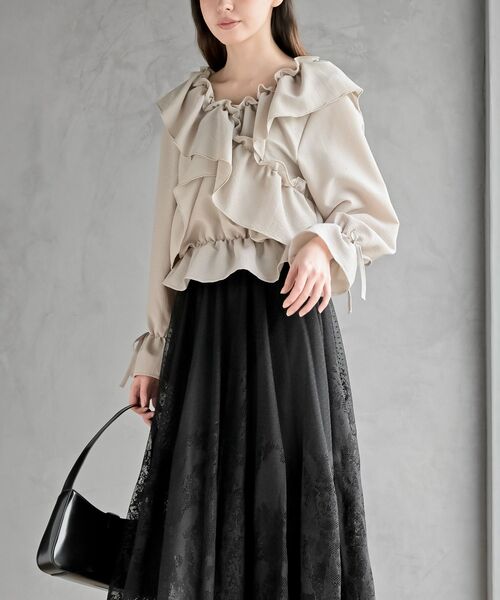 rps（アールピーエス）の「ホットフィックスクロスフリルペプラムブラウス（シャツ/ブラウス・レディース・アイボリー/ブラック/ライトベージュ・フリー）」の20枚目の写真