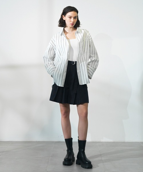 CITY TOKYO（シティトウキョウ）の「【CITY TOKYO/シティートウキョウ】ﾀｯｷﾝｸﾞｵｰﾊﾞｰｼｬﾂ（シャツ/ブラウス・レディース・ホワイト/ストライプ・FREE）」の13枚目の写真