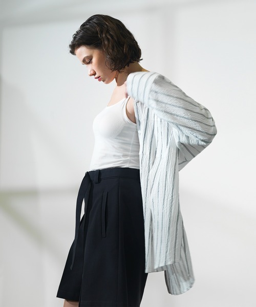 CITY TOKYO（シティトウキョウ）の「【CITY TOKYO/シティートウキョウ】ﾀｯｷﾝｸﾞｵｰﾊﾞｰｼｬﾂ（シャツ/ブラウス・レディース・ホワイト/ストライプ・FREE）」の14枚目の写真